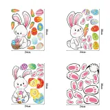 Easter Window Stickers Bunny Footprint Egg Glass Door Decals Fridge Clings Decoration