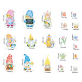 9PCS Easter Window Stickers Bunny Egg Gnomes Chicken Decals Static Clings