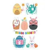 10PCS Easter Tattoos Stickers Temporary Egg Bunny Chick Carrot Tattoos for Kids