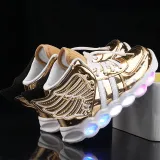 Toddler Kids LED Light Bright Leather Upper With Wings Sneakers Shoes