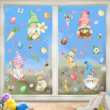Easter Window Stickers Bunny Gnomes Egg Glass Door Decals Wall Static Clings Decoration