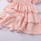Toddler Girls Floral Square Collar Casual Dress