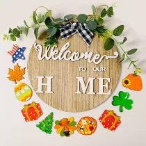 Easter DIY Door Decorations Welcome To Our Home Slogan Interchangeable Wreath