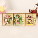 Easter Wooden Rabbit Egg Chick Ornament Tree Decorations Table Accessories