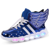 Toddler Kids LED Light Bright Leather Upper With Wings Sneakers Shoes