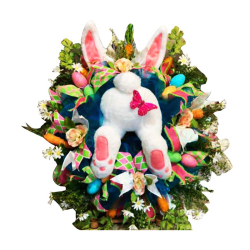 Easter Rabbit Front Door Wreath Thief Bunny Butterfly Butt with Ears Garland Wall Decoration