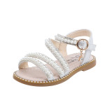 Toddler Girls Pearl Diamond Open-Toed Soft Bottom Velcro Sandals Shoes