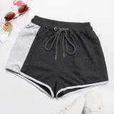 Women's Wide Leg Pants Contrast Color Drawstring Sports Casual Shorts