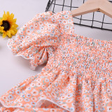 Toddler Girls Floral Square Collar Casual Dress
