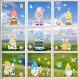 9PCS Easter Window Stickers Bunny Egg Gnomes Chicken Decals Static Clings