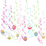 Happy Easter Banner Cake Fork Rabbit Hanging Swirl Foil Ceiling Decoration Balloon Set