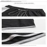 Women's Wide Leg Pants Contrast Color Drawstring Sports Casual Shorts