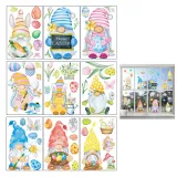 9PCS Easter Window Stickers Bunny Egg Gnomes Chicken Decals Static Clings