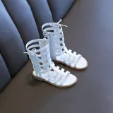 Kid Girl Gladiator Bowknot Strappy Zip Open-Toed Sandals Shoes
