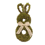 Easter Bunny Spring Wreath with Ribbon Bow for Front Door Wall Decoration
