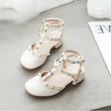 Kids Girl Rivet Bright Drill Gladiator High Heels Sandals Shoes