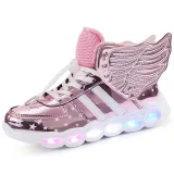 Toddler Kids LED Light Bright Leather Upper With Wings Sneakers Shoes