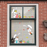 2PCS Easter Window Stickers Rabbit Egg Mushroom Flower Fridge Static Clings