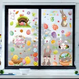 9PCS Easter Window Stickers Rabbit Gnomes Egg Flower Decals Static Clings