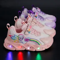 LED Light Kids Shoes Net Breathable Princess Sport Sneakers Shoes