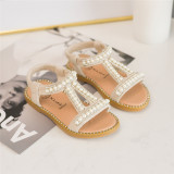 Kids Girl Pearl Diamond Open-Toed Soft Bottom Sandals Shoes