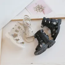 Kid Girl Strappy Zip Open-Toed Soft Bottom Sandals Shoes