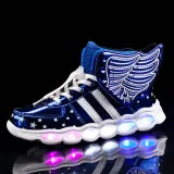 Toddler Kids LED Light Bright Leather Upper With Wings Sneakers Shoes
