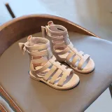 Kid Girl Gladiator Bowknot Velcro Zip Open-Toed Sandals Shoes