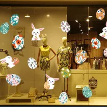 5PCS Easter Window Stickers Rabbit Egg Decals Static Clings