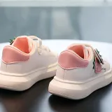 Toddler Kids White Strawberry Flat PU Leather Sports Sneakers Shoes