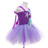 Toddler Girls Hand Crocheted Purple Mermaid Tutu Dress