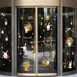 9PCS Easter Window Stickers Bunny Egg Rainbow Flower Decals Static Clings