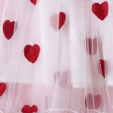 Toddler Girls Red Love Hearts Short Sleeve Tutu Dress