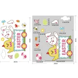 4PCS Easter Window Stickers Bunny Egg Glass Door Decals Static Clings Decoration