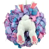 Easter Rabbit Front Door Wreath Thief Bunny Butt with Ears Garland Wall Decoration