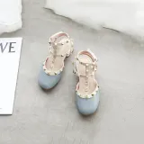 Kids Girl Rivet Bright Drill Gladiator High Heels Sandals Shoes