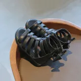 Kid Girl Gladiator Bowknot Velcro Zip Open-Toed Sandals Shoes
