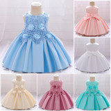 Toddler Girls Pearls Beaded Embroidery Gowns Dress