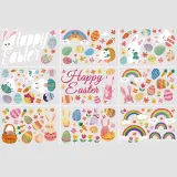 9PCS Easter Window Stickers Bunny Egg Rainbow Flower Decals Static Clings