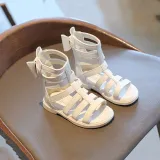 Kid Girl Gladiator Bowknot Velcro Zip Open-Toed Sandals Shoes