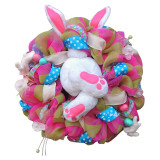 Easter Rabbit Front Door Wreath Thief Bunny Butt with Ears Garland Wall Decoration