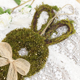 Easter Bunny Spring Wreath with Ribbon Bow for Front Door Wall Decoration