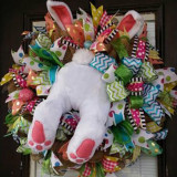 Easter Rabbit Front Door Wreath Thief Bunny Butt with Ears Garland Wall Decoration