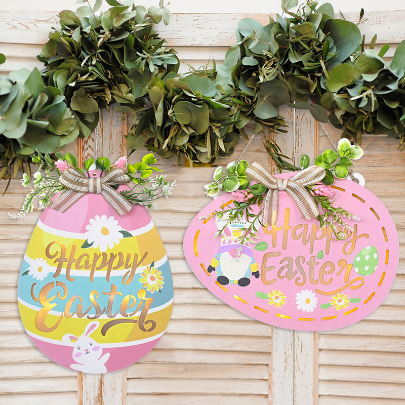 Easter Lighted Door Decorations Cute Wall Hanger Gnomes Egg Wreath