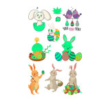 10PCS Noctilucence Easter Tattoos Stickers Temporary Egg Bunny Gnomes Tattoos
