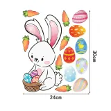 Easter Window Stickers Bunny Footprint Egg Glass Door Decals Fridge Clings Decoration