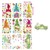 9PCS Easter Window Stickers Flower Gnomes Rabbit Egg Decals Static Clings
