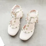 Kids Girl Rivet Bright Drill Gladiator High Heels Sandals Shoes