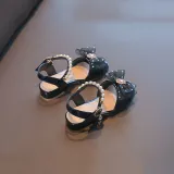 Kids Girl Lace Bowknot Pearl Diamond Open-Toed Sandals Shoes