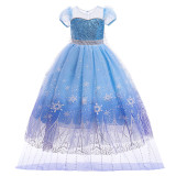 Toddler Girls Blue Princess Mesh Dress With Cloak